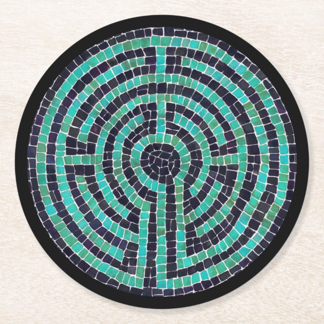 LABYRINTH III Round Paper Coasters - Black (Front)