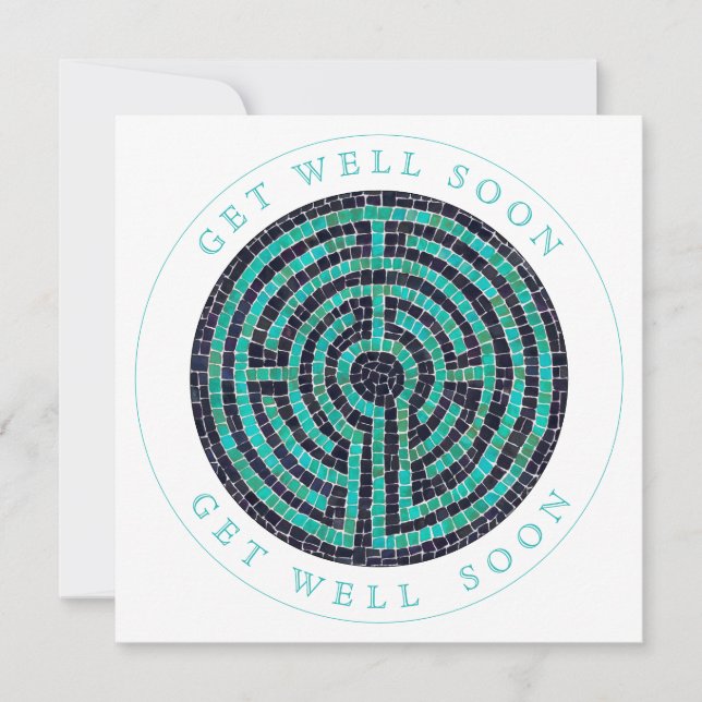 LABYRINTH III Square Flat Get Well Card (Front)