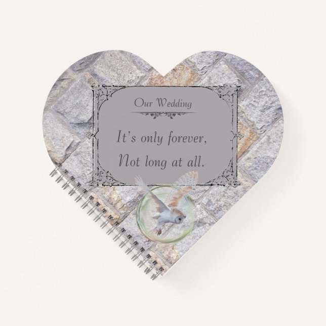 Labyrinth It’s Only Forever Wedding Owl Notebook (Front)