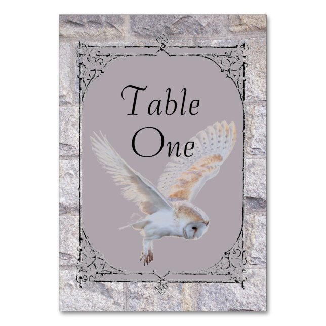 Labyrinth It’s Only Forever Wedding Owl  Table Number (Front)