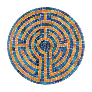 LABYRINTH IV 12" Round Glass Cutting Board 