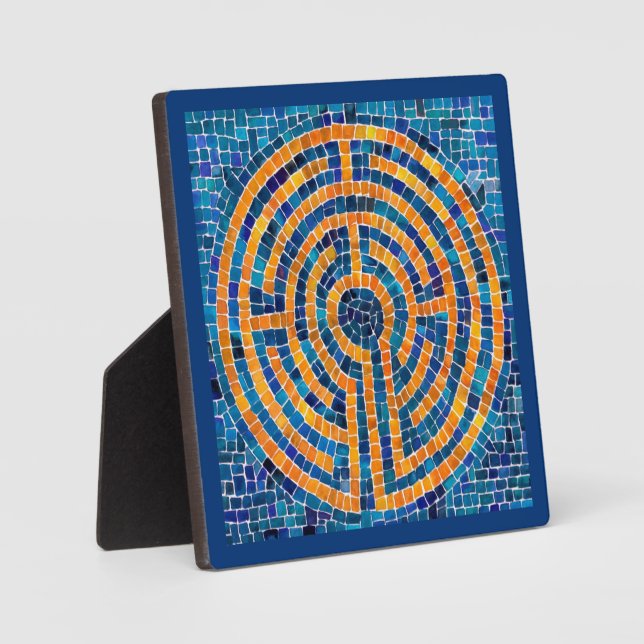 LABYRINTH IV 5.25 Square Plaque with Easel - Blue (Front)