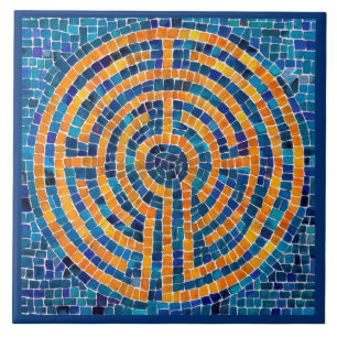 LABYRINTH IV 6x6 Ceramic Tile - Blue
