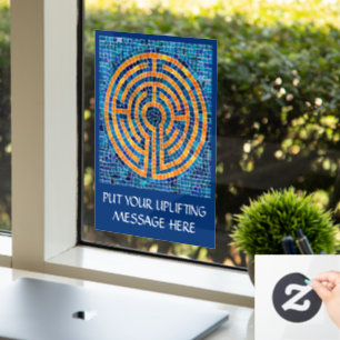 LABYRINTH IV 8x11 Window Cling +Text - Blue