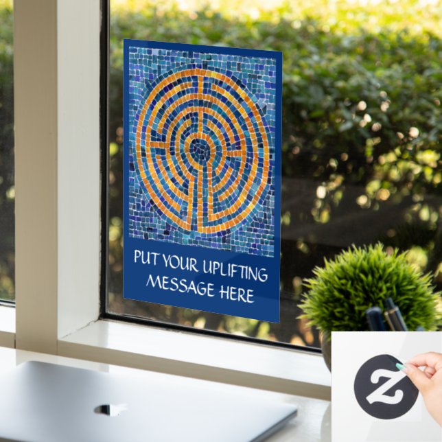 LABYRINTH IV 8x11 Window Cling +Text - Blue (Office)