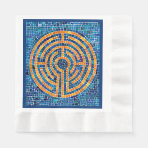 LABYRINTH IV Coined Lunch Paper Napkin - Blue