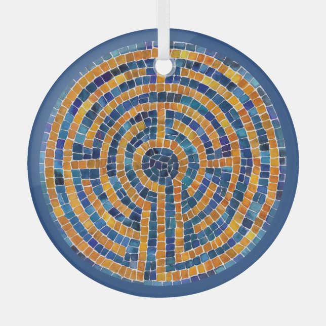 LABYRINTH IV Glass Circle Ornament (Front)