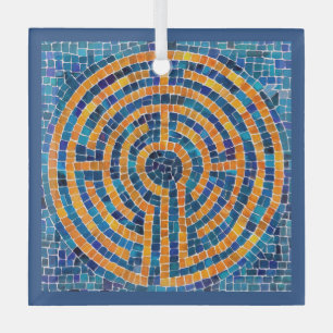 LABYRINTH IV Glass Square Ornament