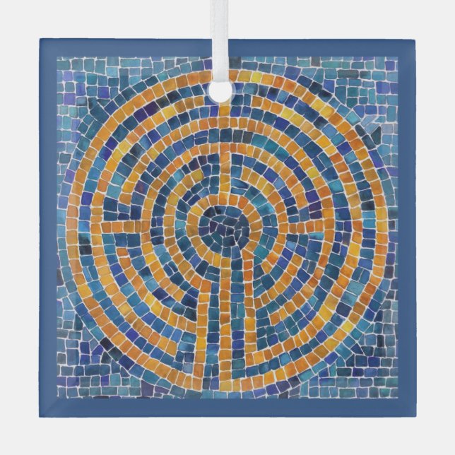 LABYRINTH IV Glass Square Ornament (Front)
