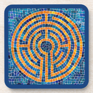 LABYRINTH IV Hard Plastic Coasters - Blue