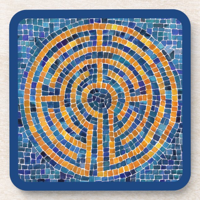 LABYRINTH IV Hard Plastic Coasters - Blue (Front)