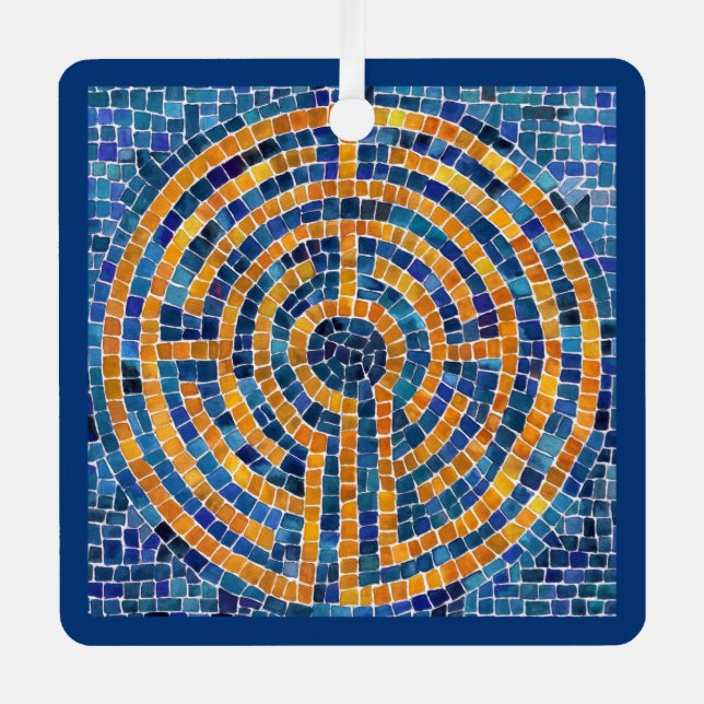 LABYRINTH IV Metal Square Ornament (Front)
