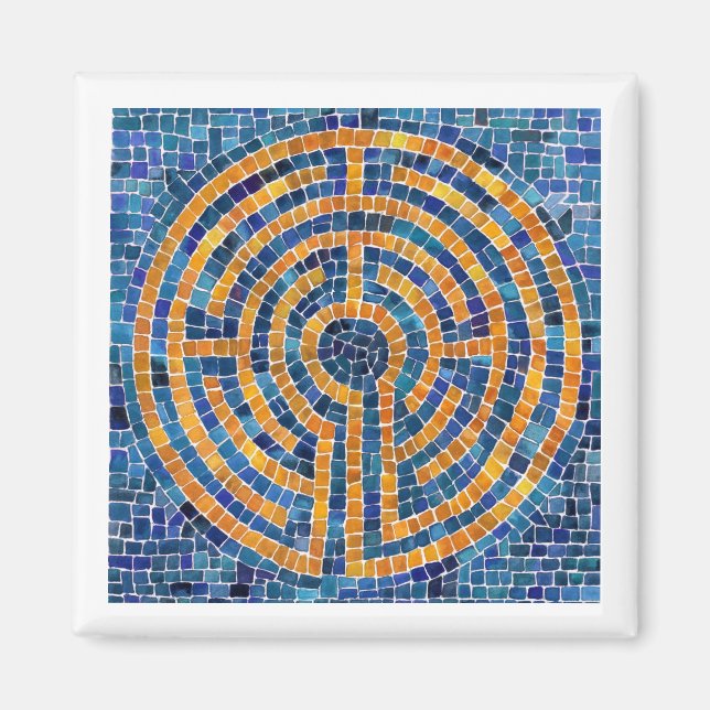 LABYRINTH IV Square Magnet - White (Front)