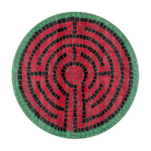LABYRINTH IX 12" Round Glass Cutting Board