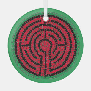LABYRINTH IX Glass Circle Ornament