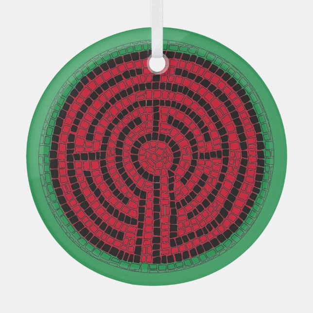 LABYRINTH IX Glass Circle Ornament (Front)