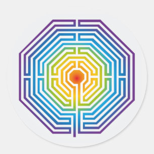 Labyrinth Maze Cathedral of Amiens Black and White Classic Round Sticker