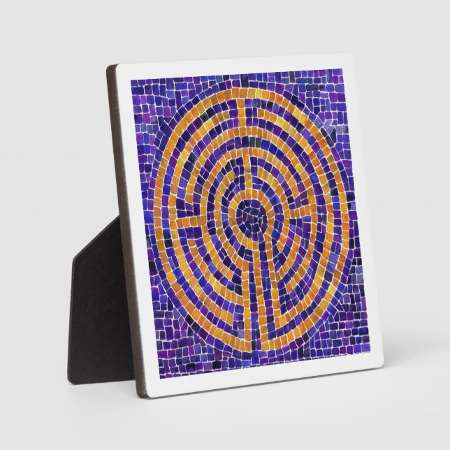 LABYRINTH MOSAIC 5.25 Square Plaque - White (Front)