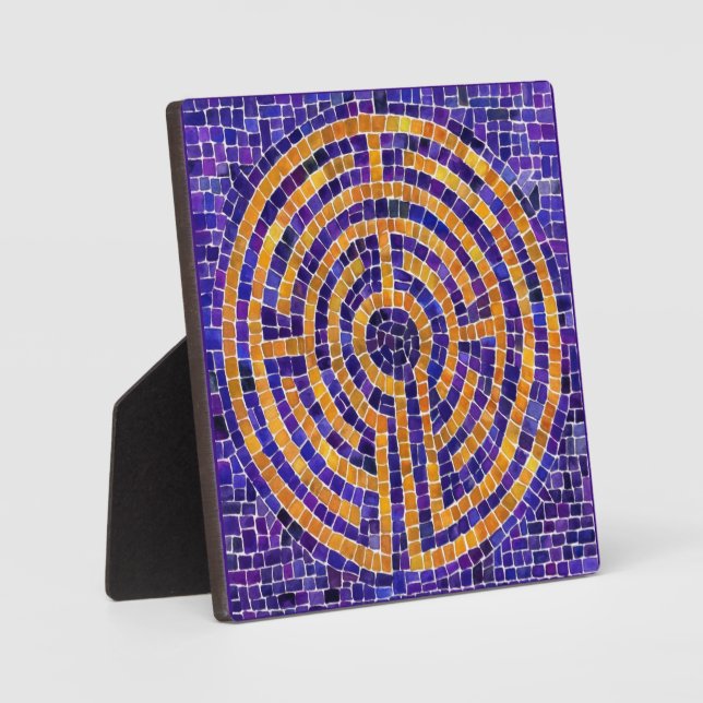 LABYRINTH MOSAIC 5.25 Square Plaque with Easel  (Front)