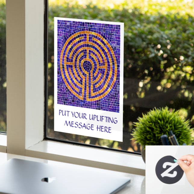 LABYRINTH MOSAIC 8x11 Window Cling +Text (Office)