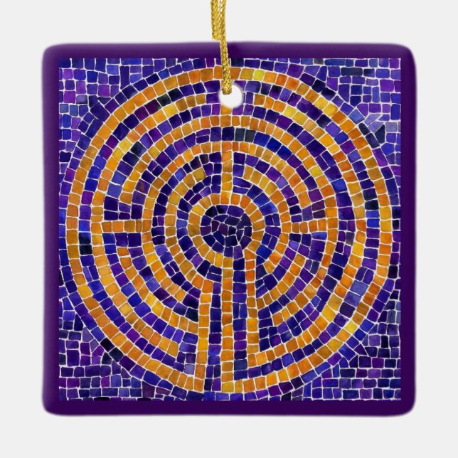 LABYRINTH MOSAIC Ceramic Square Ornament (Front)