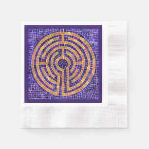 LABYRINTH MOSAIC CoinedCocktailPaper Napkin - Purp
