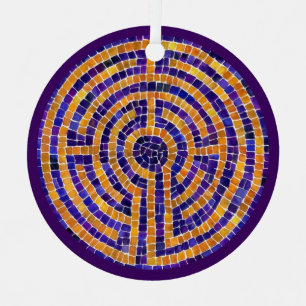 LABYRINTH MOSAIC Metal Circle Ornament