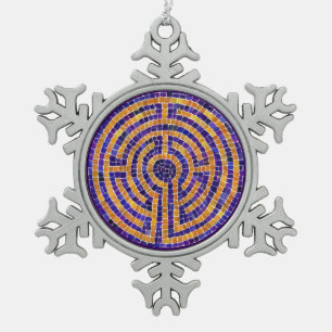 LABYRINTH MOSAIC Pewter Snowflake Ornament