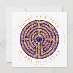 LABYRINTH MOSAIC Square Flat New Year Card