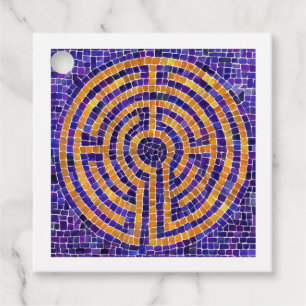 LABYRINTH MOSAIC Square Gift Tags - White