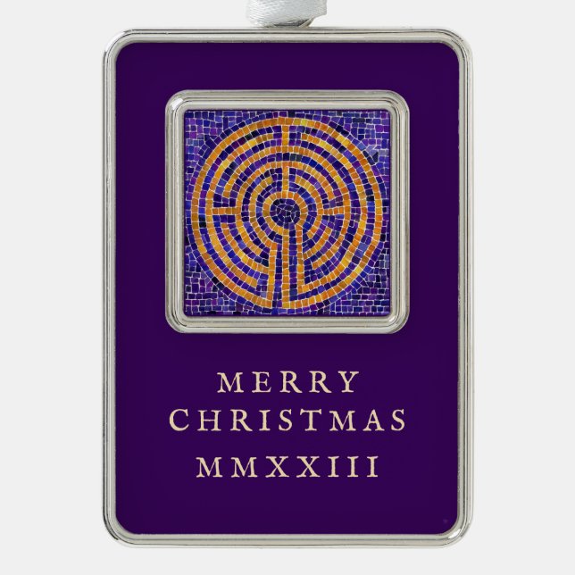 LABYRINTH MOSAIC Vertical Framed Ornament (Front)