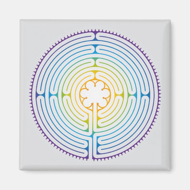 Labyrinth of Chartres Illustration - Rainbow Colou Magnet (Front)