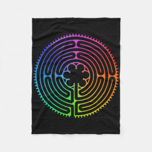 Labyrinth Rainbow Chartres Labyrinth Maze Yoga Des Fleece Blanket