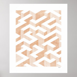 Labyrinth Terracotta Art Print Poster