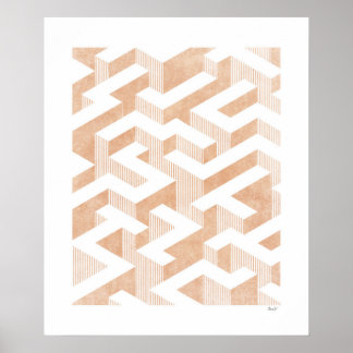 Labyrinth Terracotta Art Print Poster
