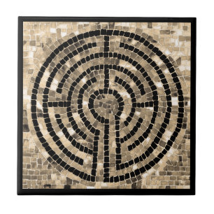 LABYRINTH V 4.25x4.25 Ceramic Tile - Black