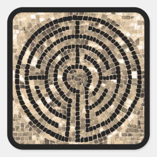 LABYRINTH V Large Square Stickers - Black