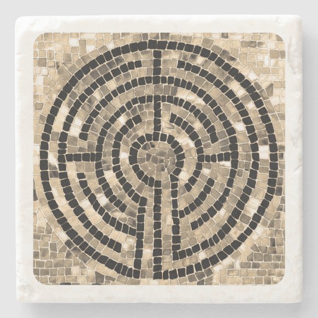 LABYRINTH V Marble Stone Coaster - White (Front)
