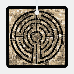 LABYRINTH V Metal Square Ornament