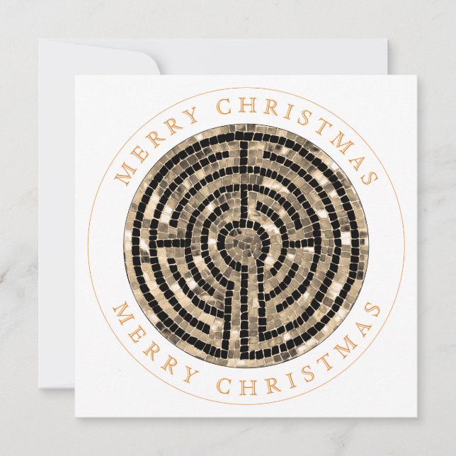 LABYRINTH V Square Flat Christmas Card (Front)