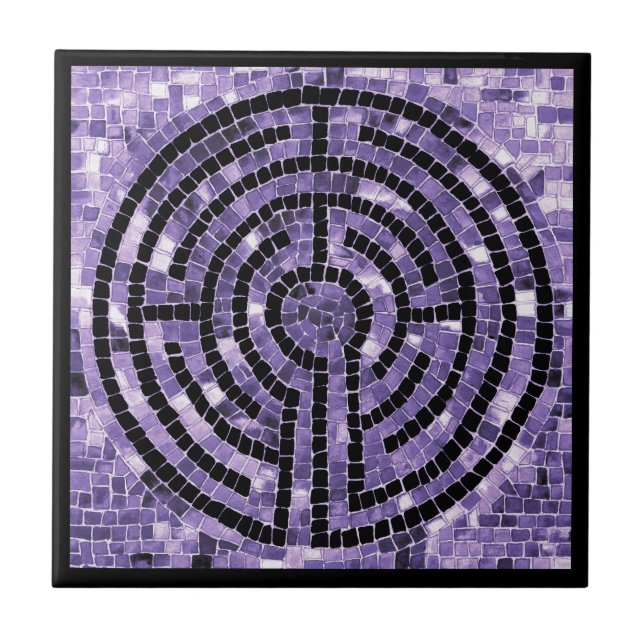 LABYRINTH VI 4.25x4.25 Ceramic Tile - Black (Front)