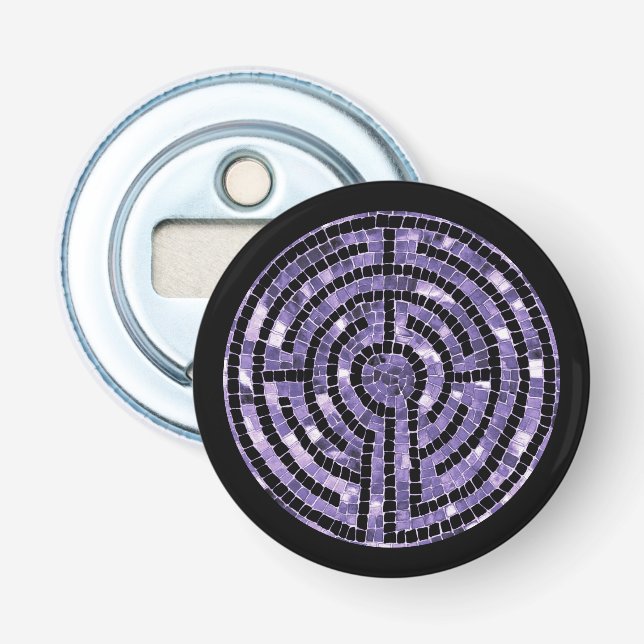 LABYRINTH VI Button Bottle Opener - Black (Front)
