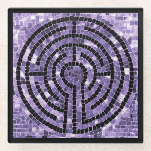 LABYRINTH VI Glass Coaster - Black