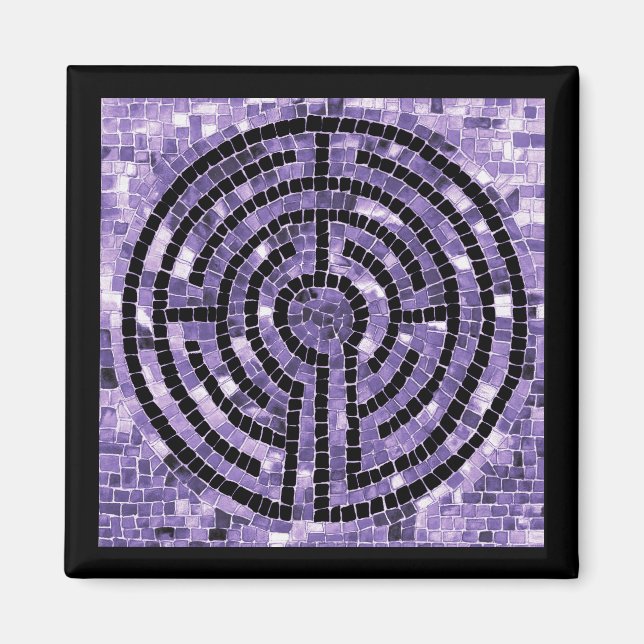 LABYRINTH VI Square Magnet - Black (Front)