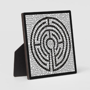 LABYRINTH VII 5.25 Square Plaque with Easel Black