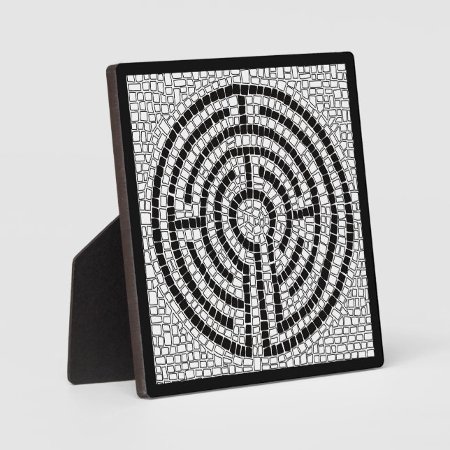 LABYRINTH VII 5.25 Square Plaque with Easel Black (Front)