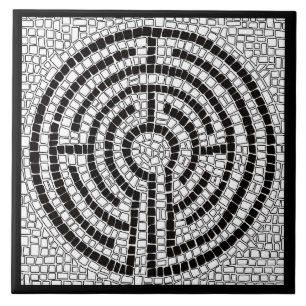 LABYRINTH VII 6x6 Ceramic Tile - Black