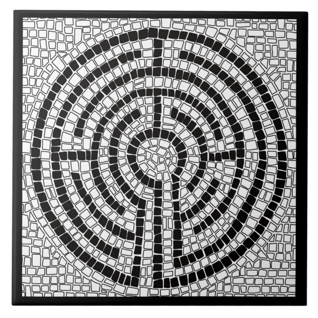 LABYRINTH VII 6x6 Ceramic Tile - Black (Front)