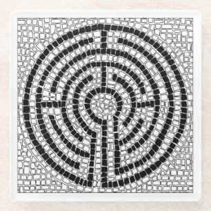 LABYRINTH VII Glass Coaster - White