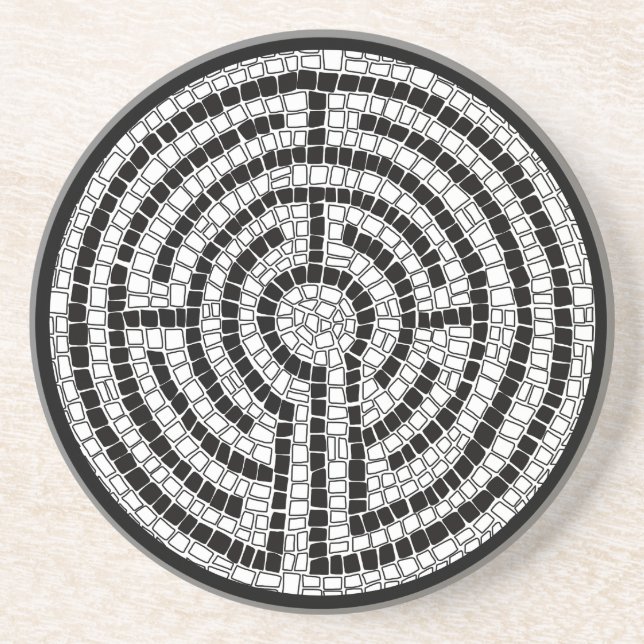 LABYRINTH VII Sandstone Coaster - Black (Front)
